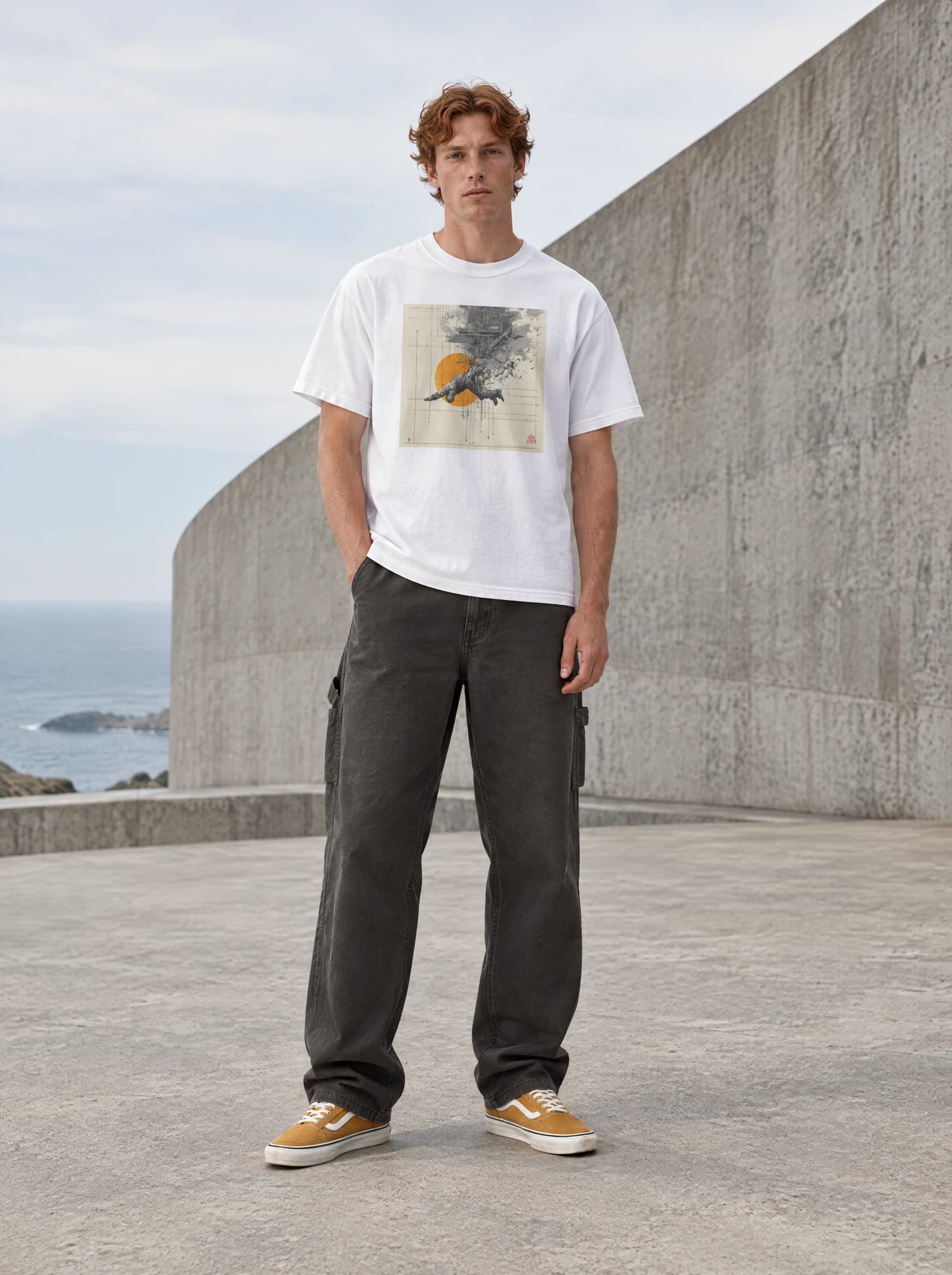 MYTHOS VI white short-sleeve campaign styling study
