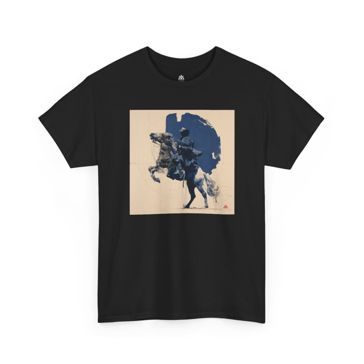Current Printify front mockup of the black DUST RIDER short-sleeve tee