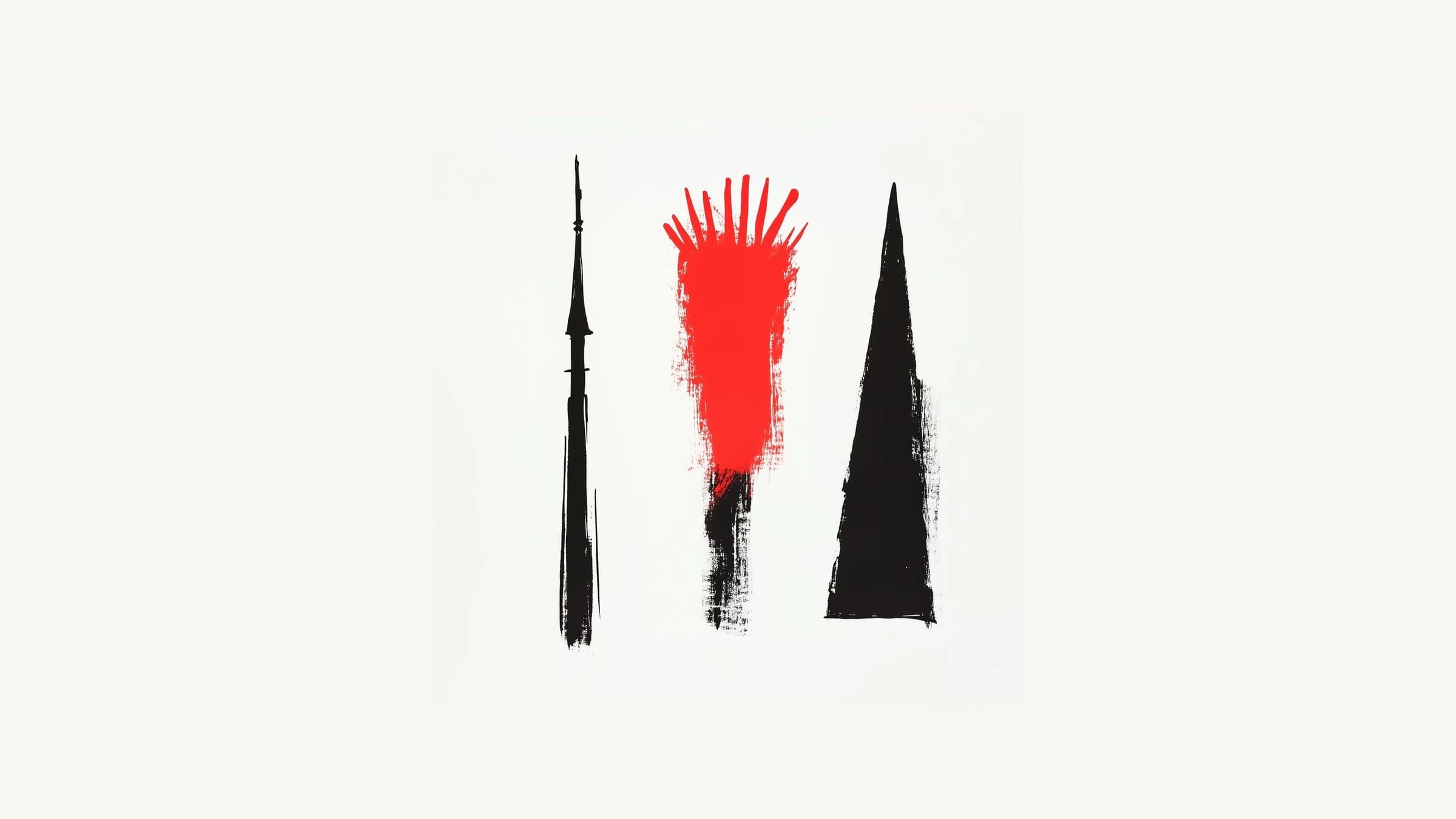KEYSTONE, three methods, one mark. Cathedral spire, raw brushstroke, solid sigil.